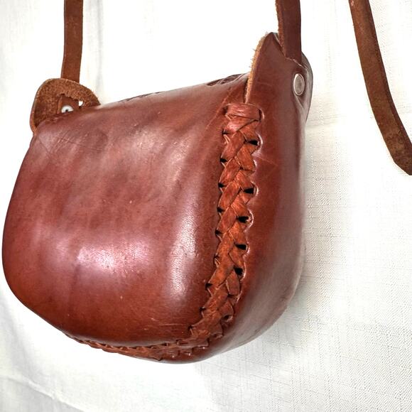 UNIQUE Tooled Leather Purse Crossbody Bag Satchel Mexican Western Cowgirl Boho - Picture 9 of 14